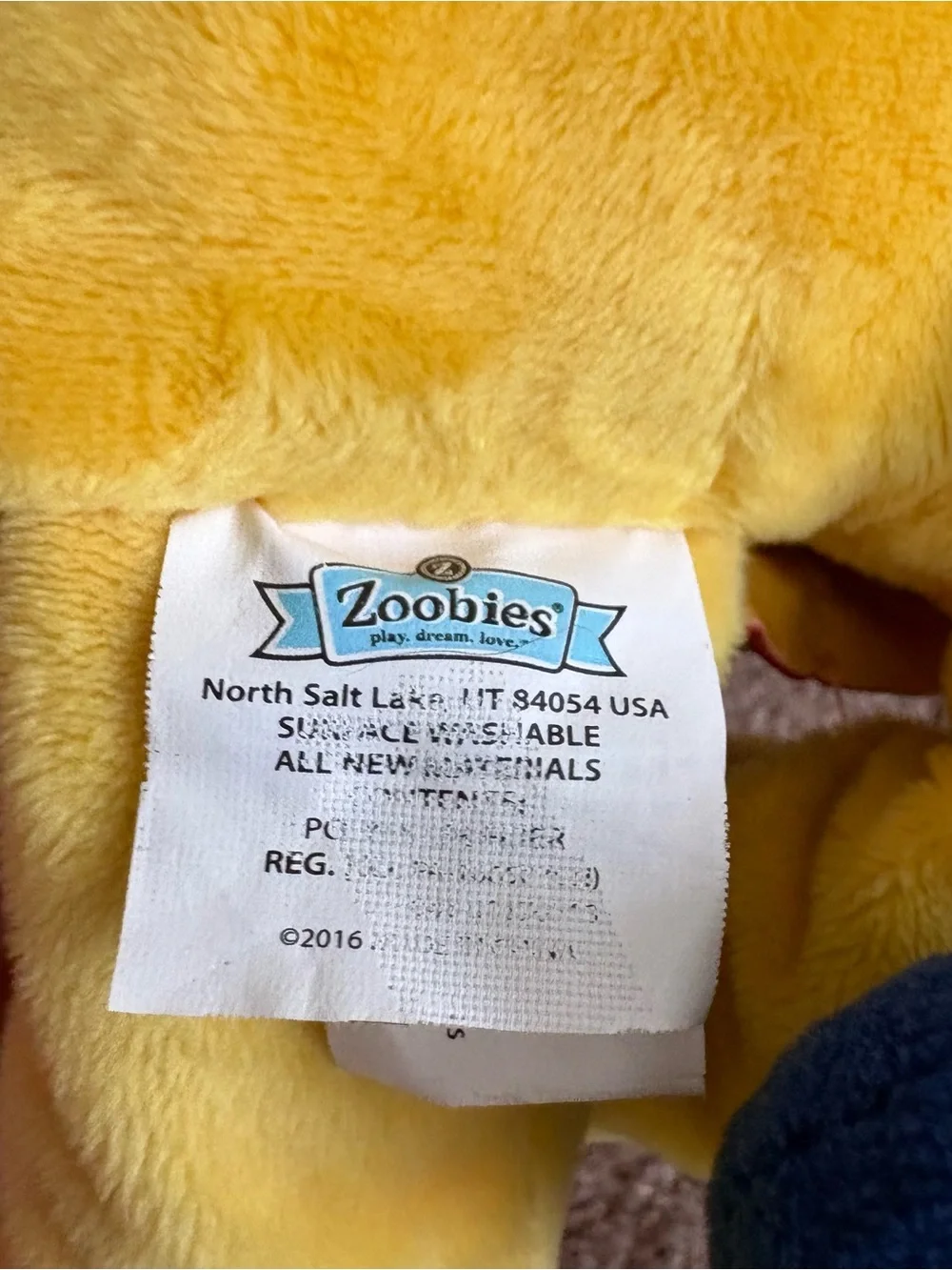 Zoobies Pete the Cat w/ Book Blue & Yellow Cat Plush Stuffed Animal  2016